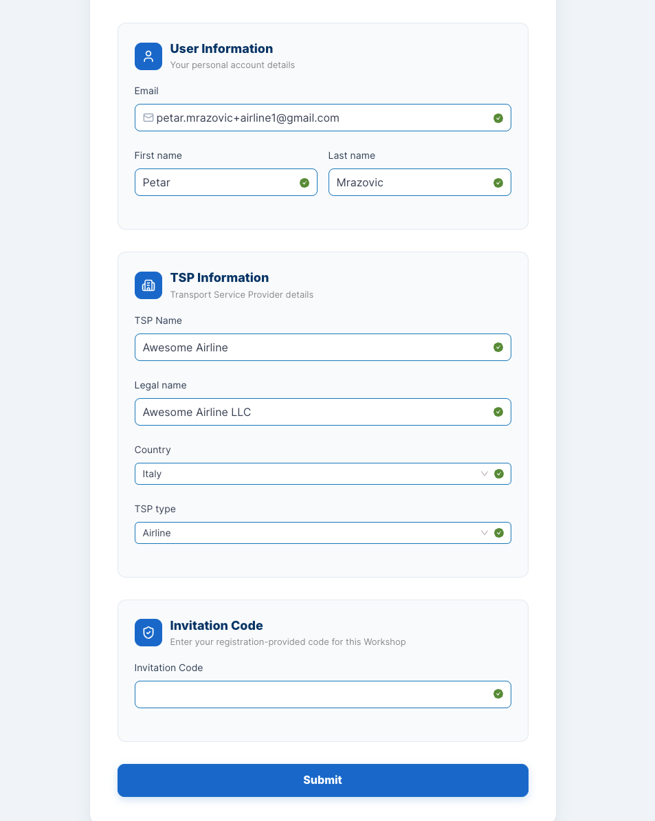 Fill out and submit the invitation form