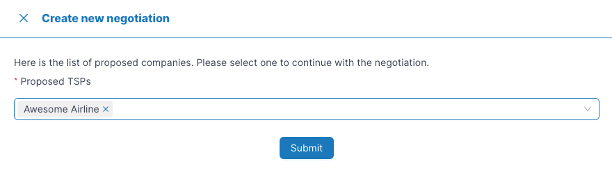 Select your partner TSP and submit invitation